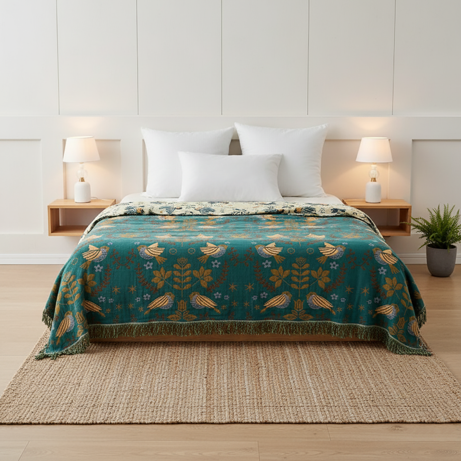 Bird Blanket | Reversible cotton comfort with Nordic charm