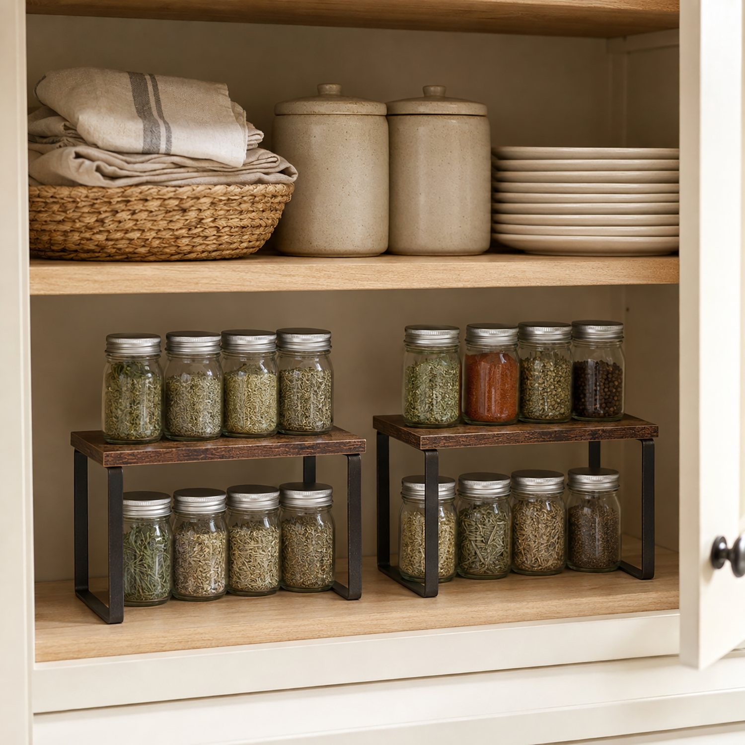 Cabinet Organizer Shelf | Stackable kitchen counter & cupboard rack