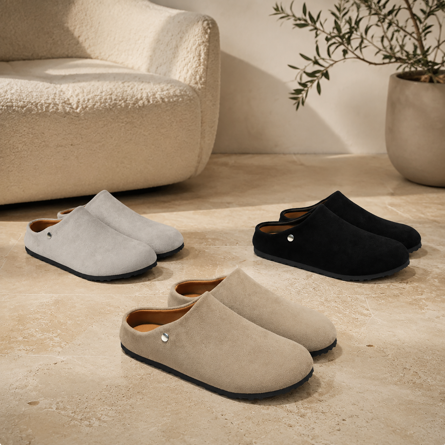 Suede Clog Slippers | Slip-on comfort for indoors & out