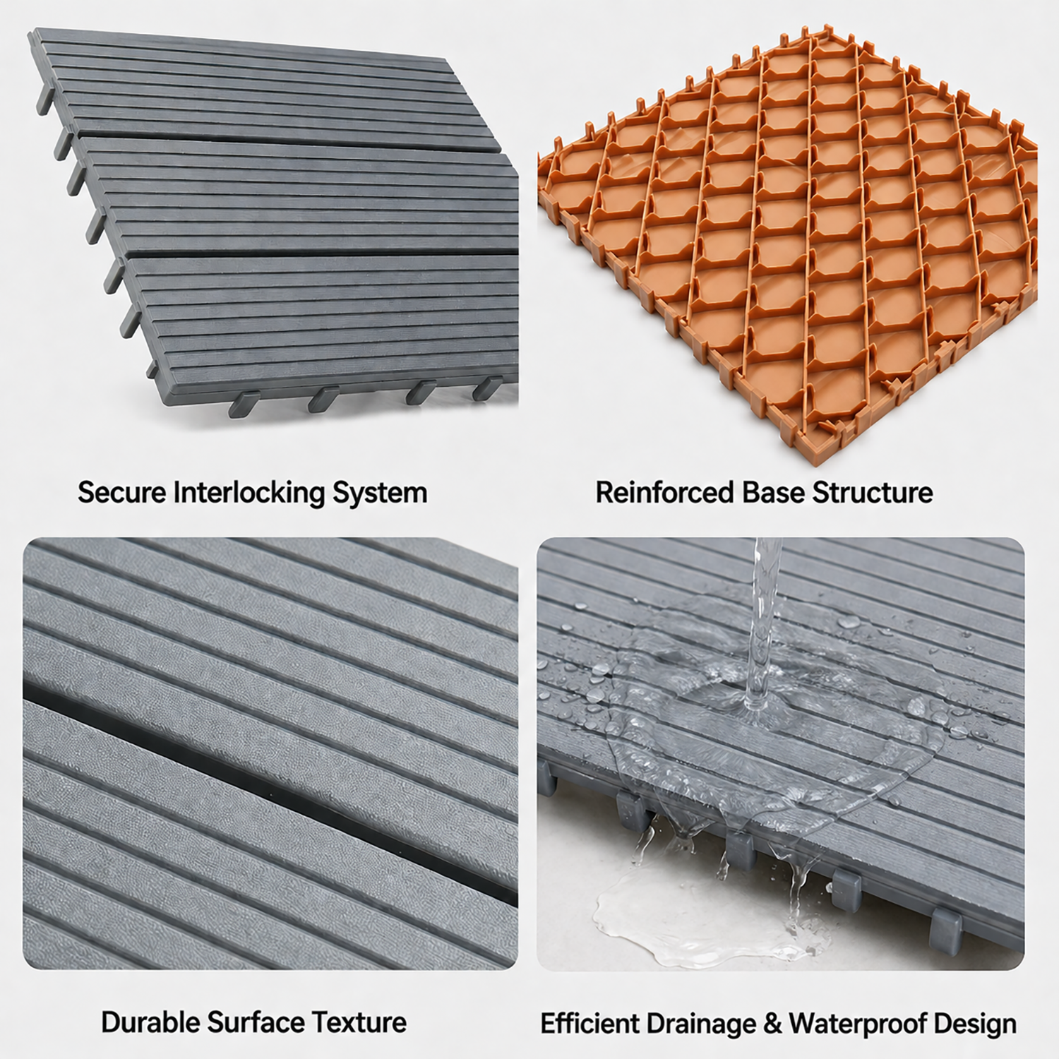 Interlocking Deck Tiles | Outdoor PVC Flooring for Balcony, Patio & Garden