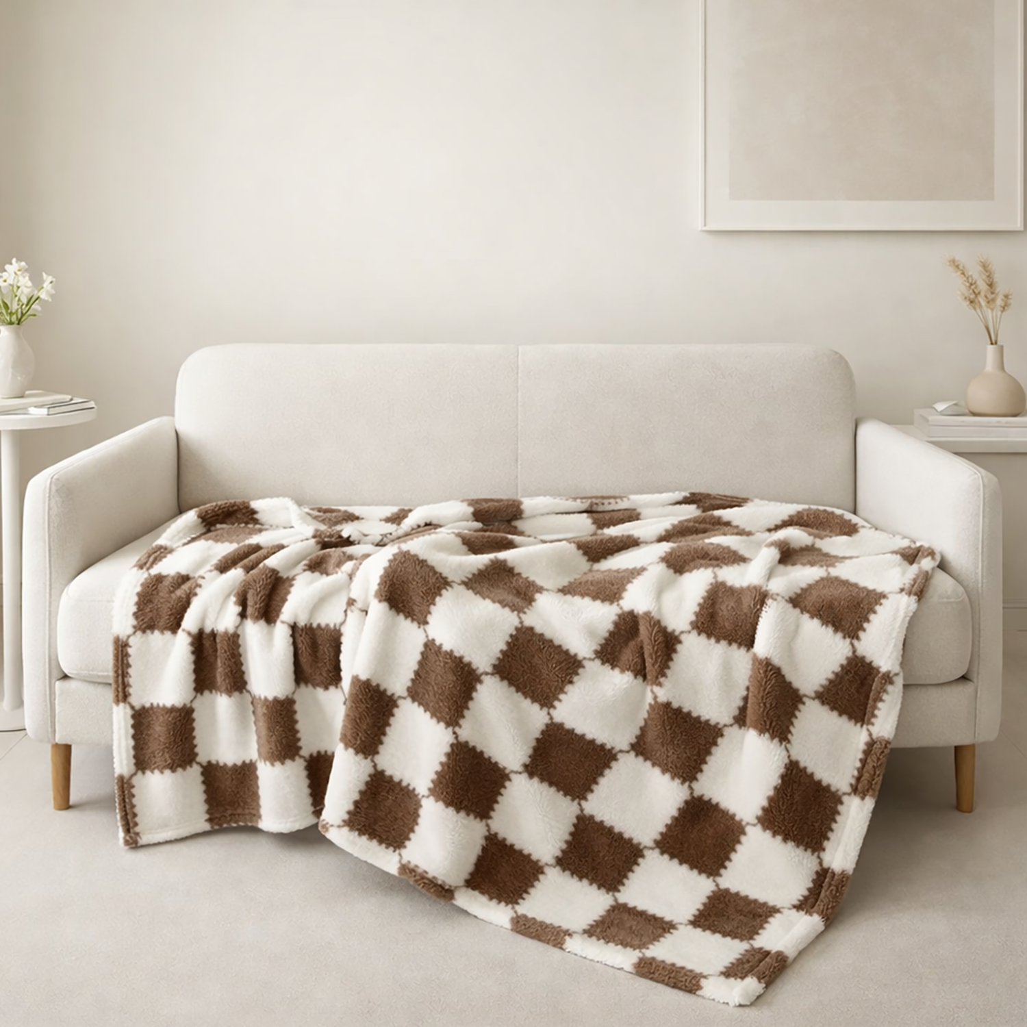 Plaid Flannel Blanket | Cozy warmth for sofa nights & garden evenings