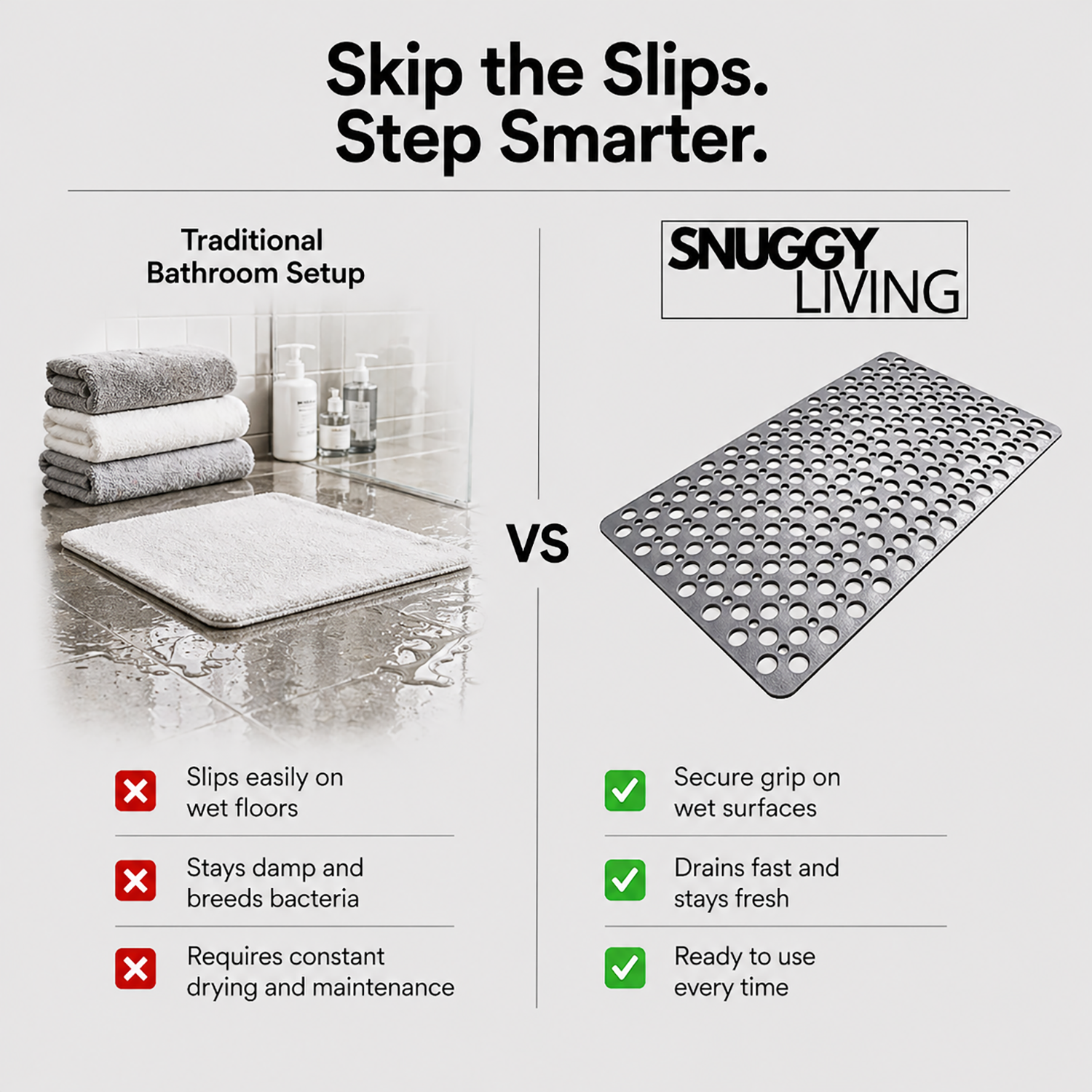 Luxury Anti-Slip Shower Mat | Hygienic protection with everyday comfort