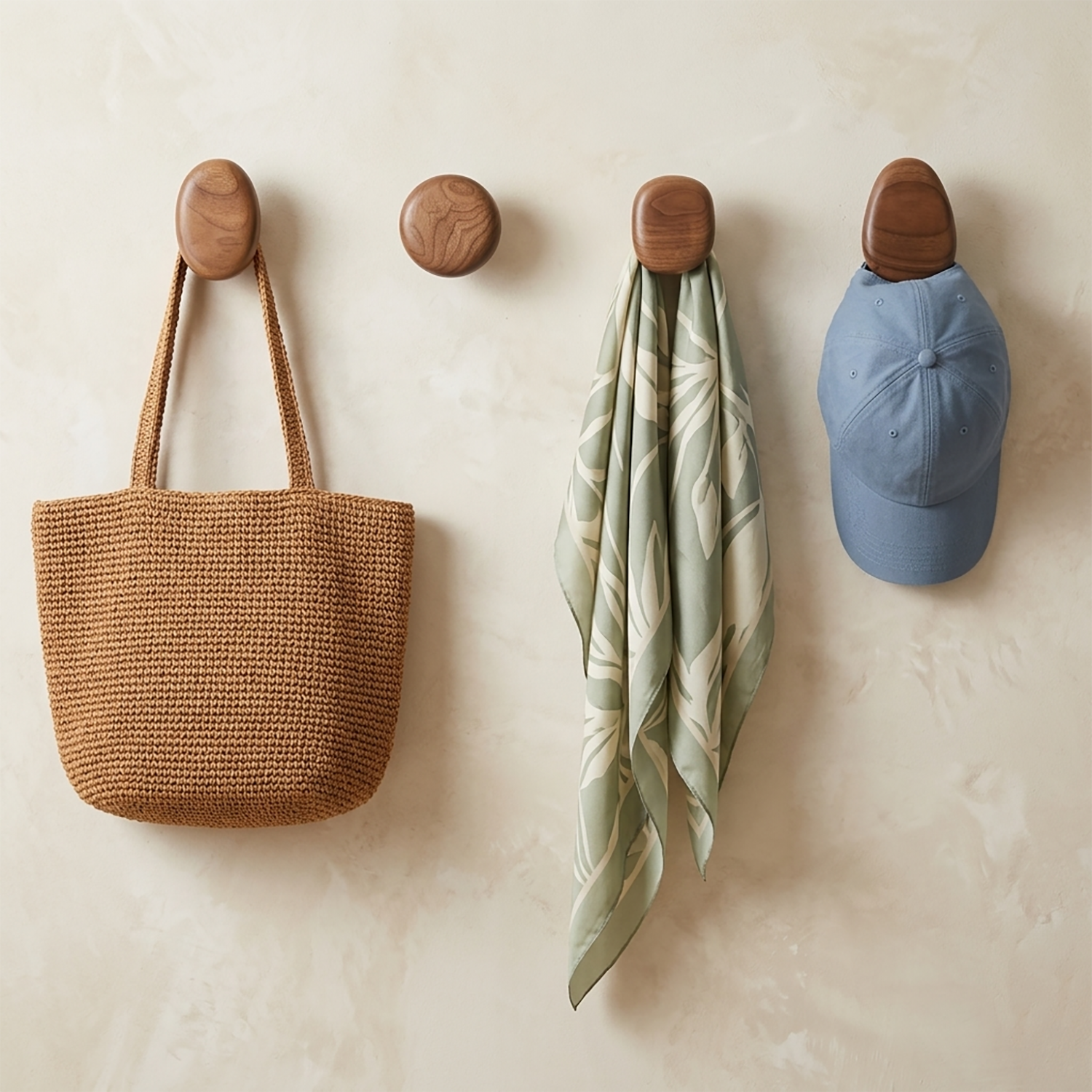 Wooden Wall Hooks | Scandinavian Coat Hooks for Home Organization