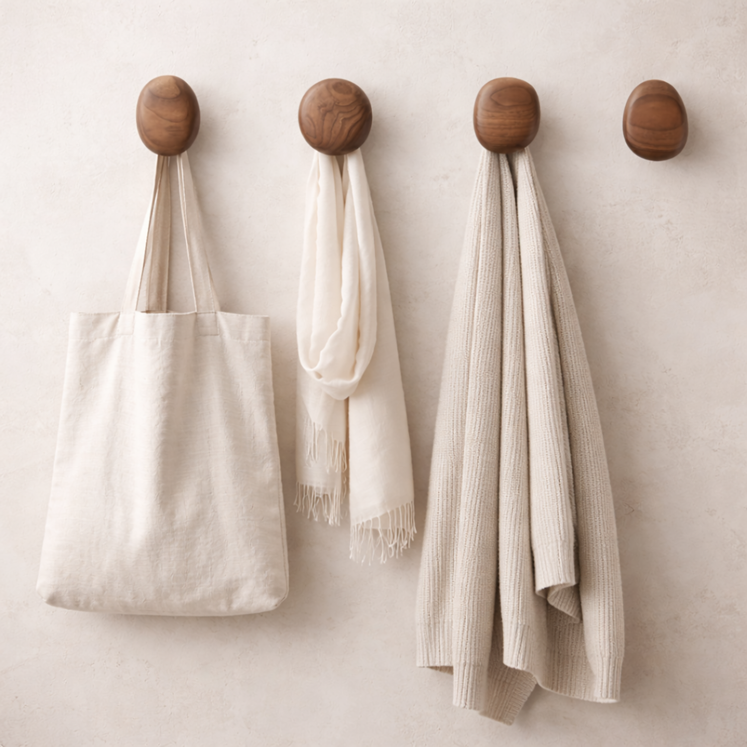 Wooden Wall Hooks | Scandinavian Coat Hooks for Home Organization