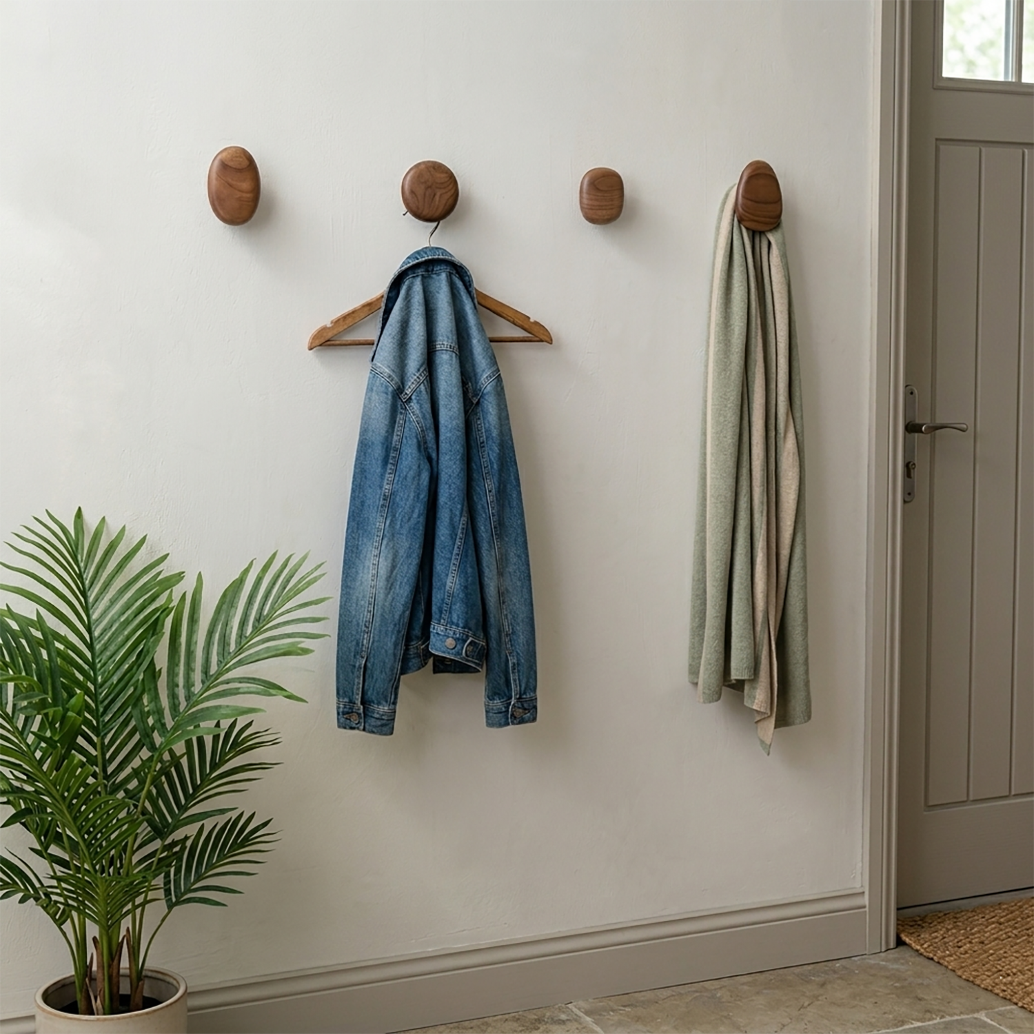 Wooden Wall Hooks | Scandinavian Coat Hooks for Home Organization