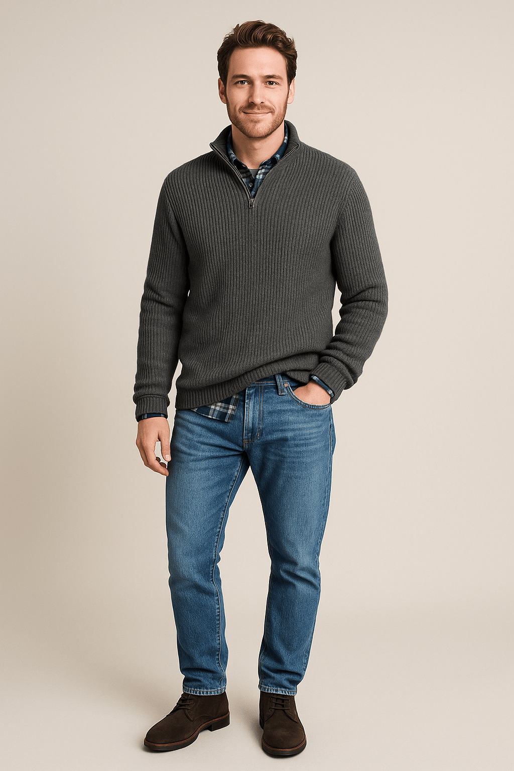 Men’s Half-Zip Ribbed Sweater | Effortless warmth with timeless sophistication