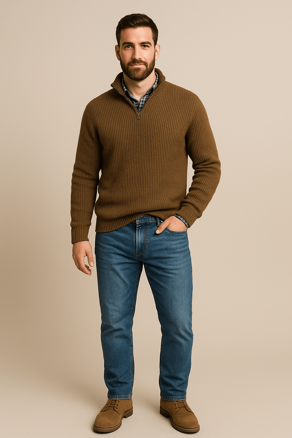 Men’s Half-Zip Ribbed Sweater | Effortless warmth with timeless sophistication