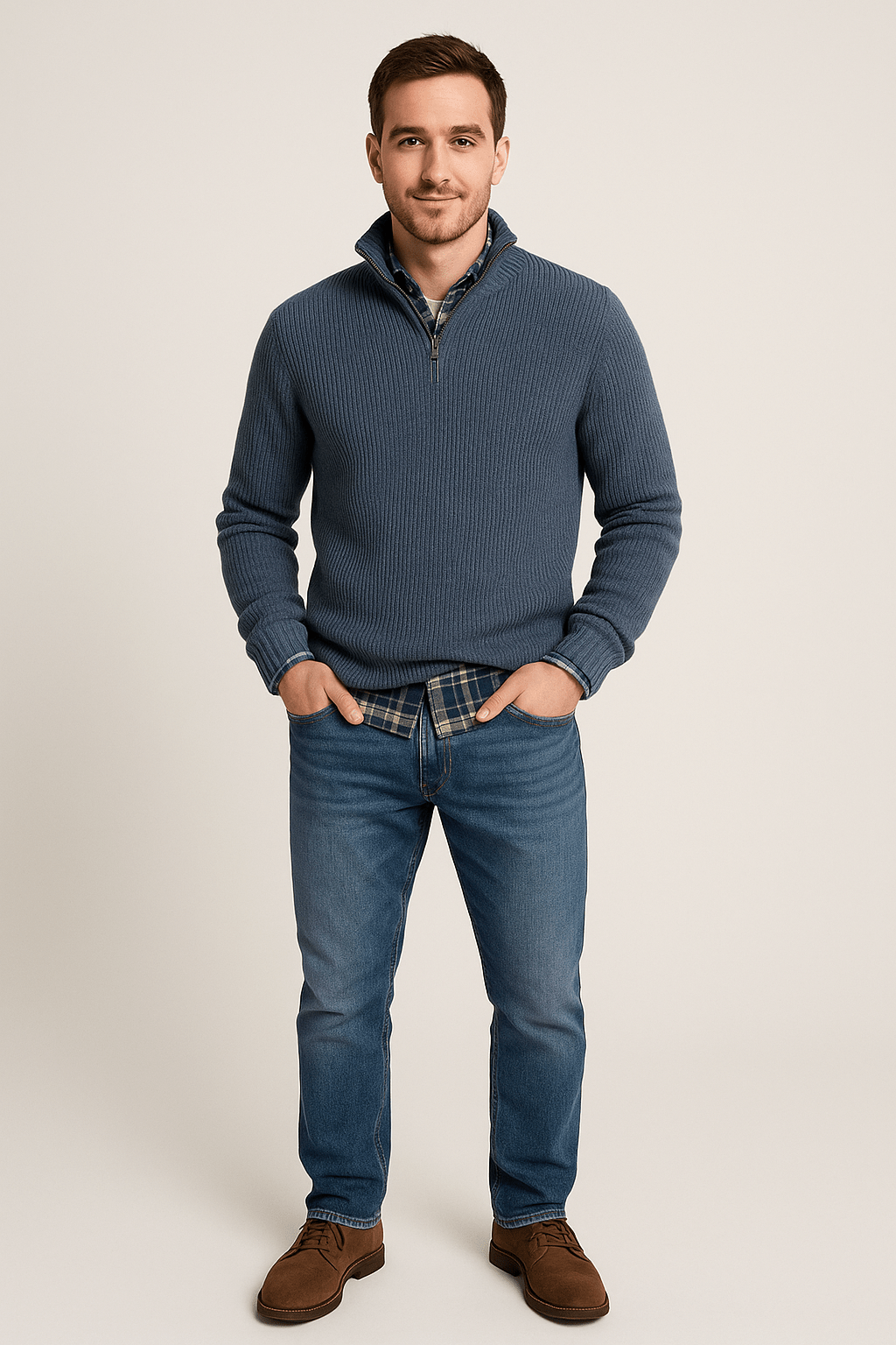 Men’s Half-Zip Ribbed Sweater | Effortless warmth with timeless sophistication