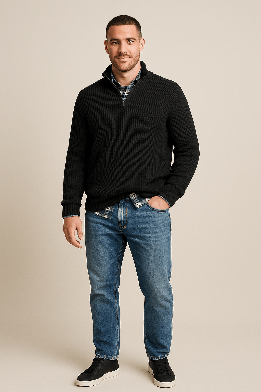 Men’s Half-Zip Ribbed Sweater | Effortless warmth with timeless sophistication