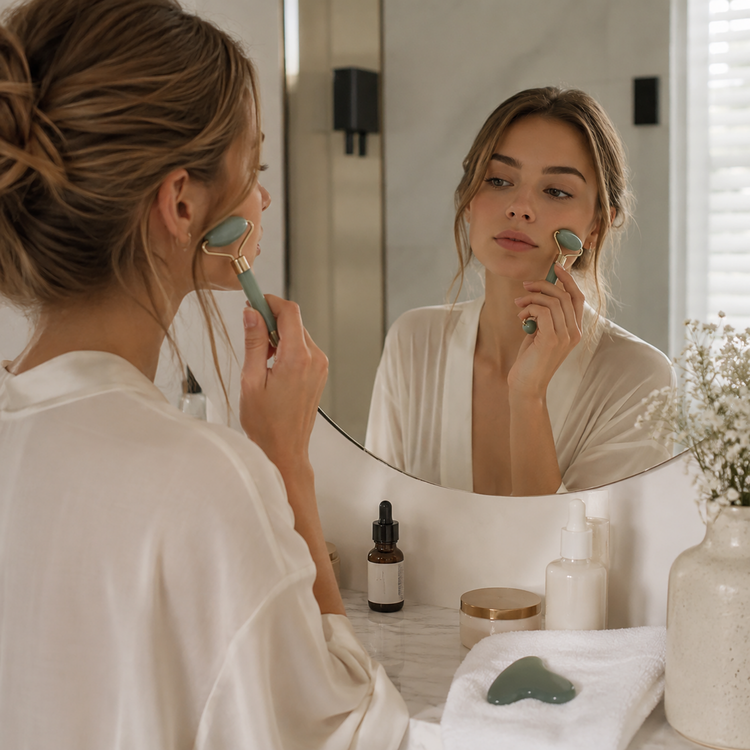 Face Roller & Gua Sha Set | Self-Care Kit for Face & Scalp