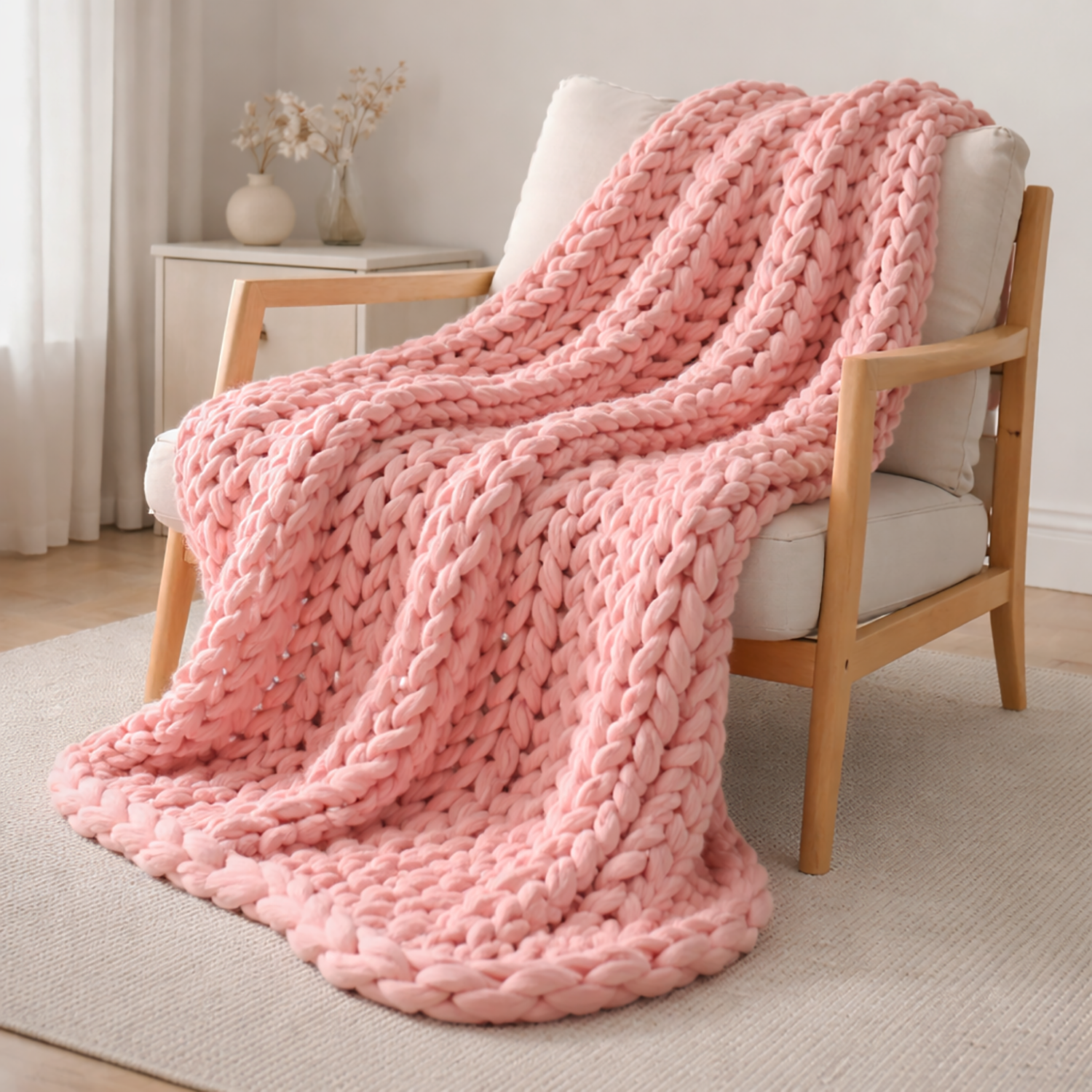 Chunky Knit Blanket | Crochet Style Cozy Multi-Use Blanket for Home & Garden