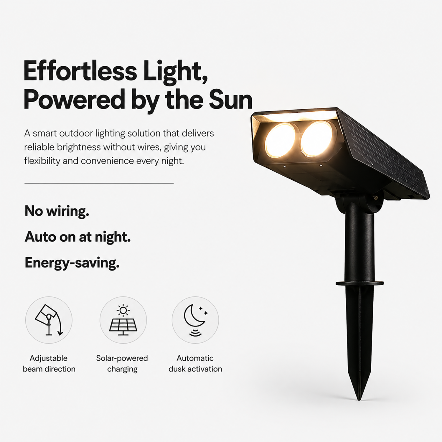 Solar Outdoor Spotlight | Adjustable lighting for garden & pathways