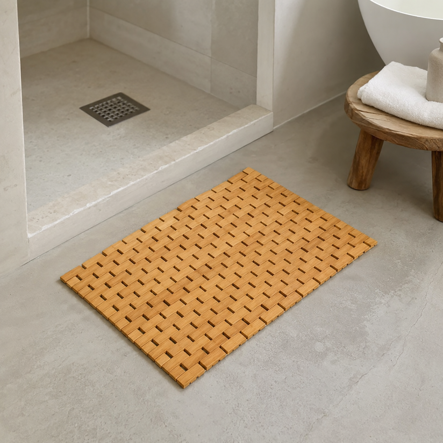 Bamboo Bath Mat | Foldable Wooden Shower Mat