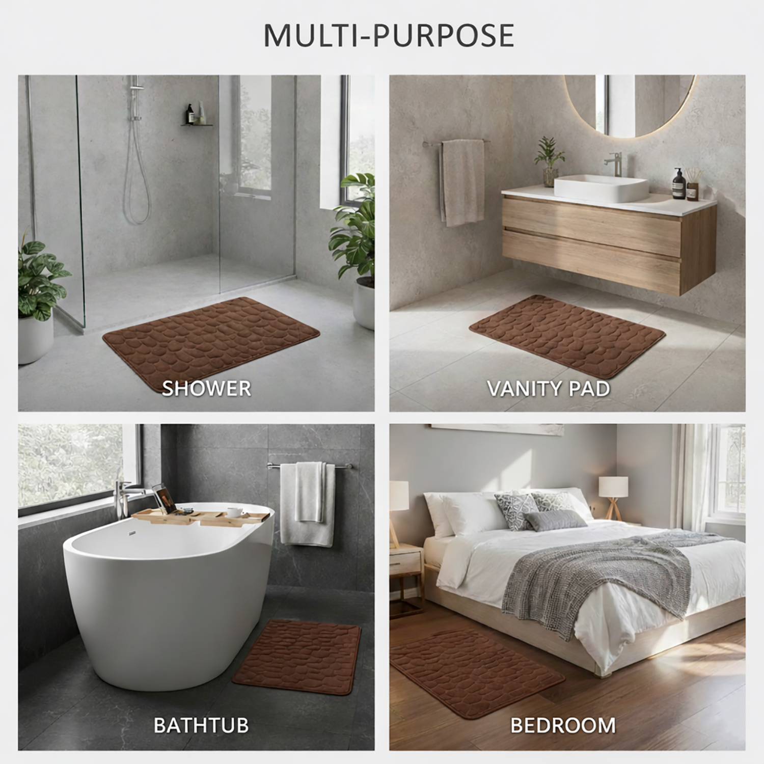 Plush Memory Foam Bath Rug | Soft comfort with non-slip support