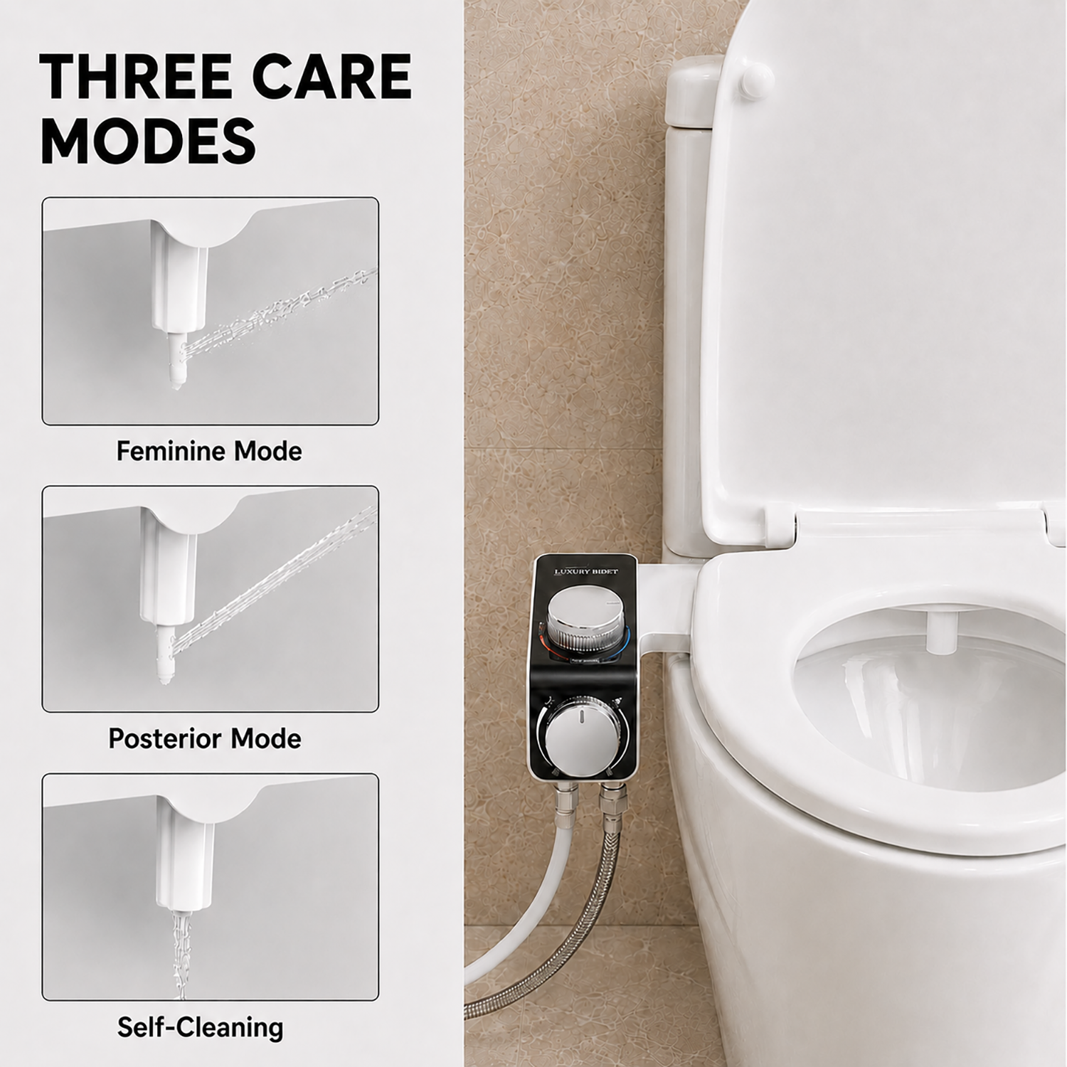 Bidet Attachment for Toilet | Non-Electric Warm Water Dual Nozzle