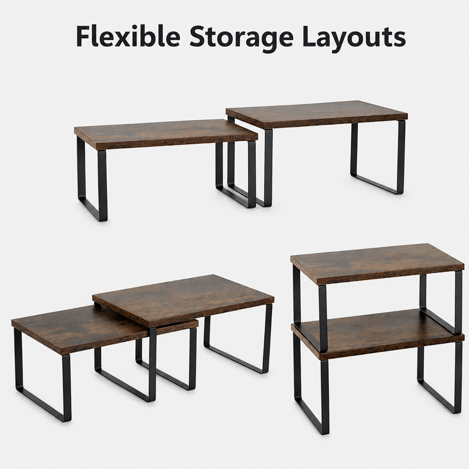 Cabinet Organizer Shelf | Stackable kitchen counter & cupboard rack