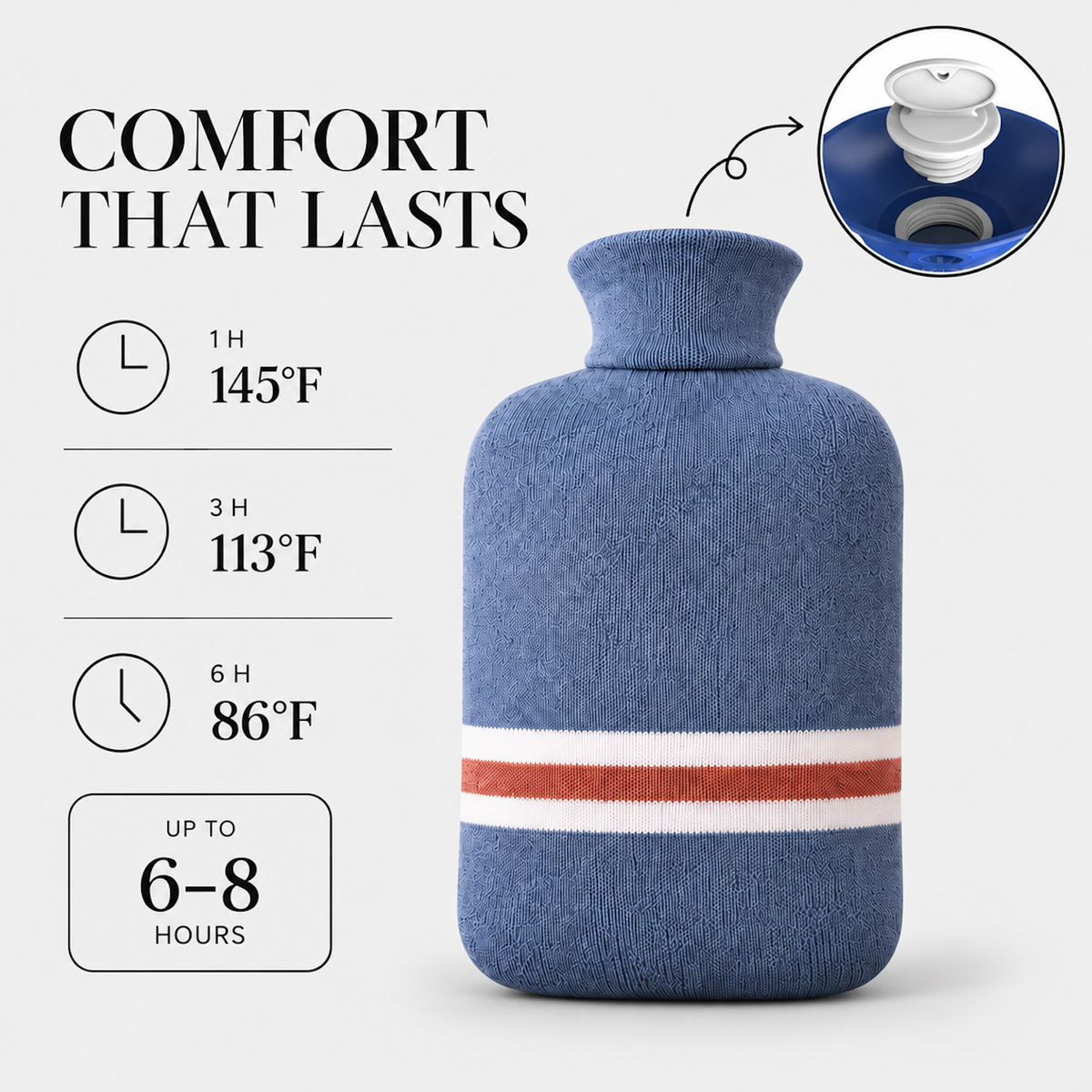 Hot Water Bottle with Knitted Cover | Cosy 2L for Cold Nights