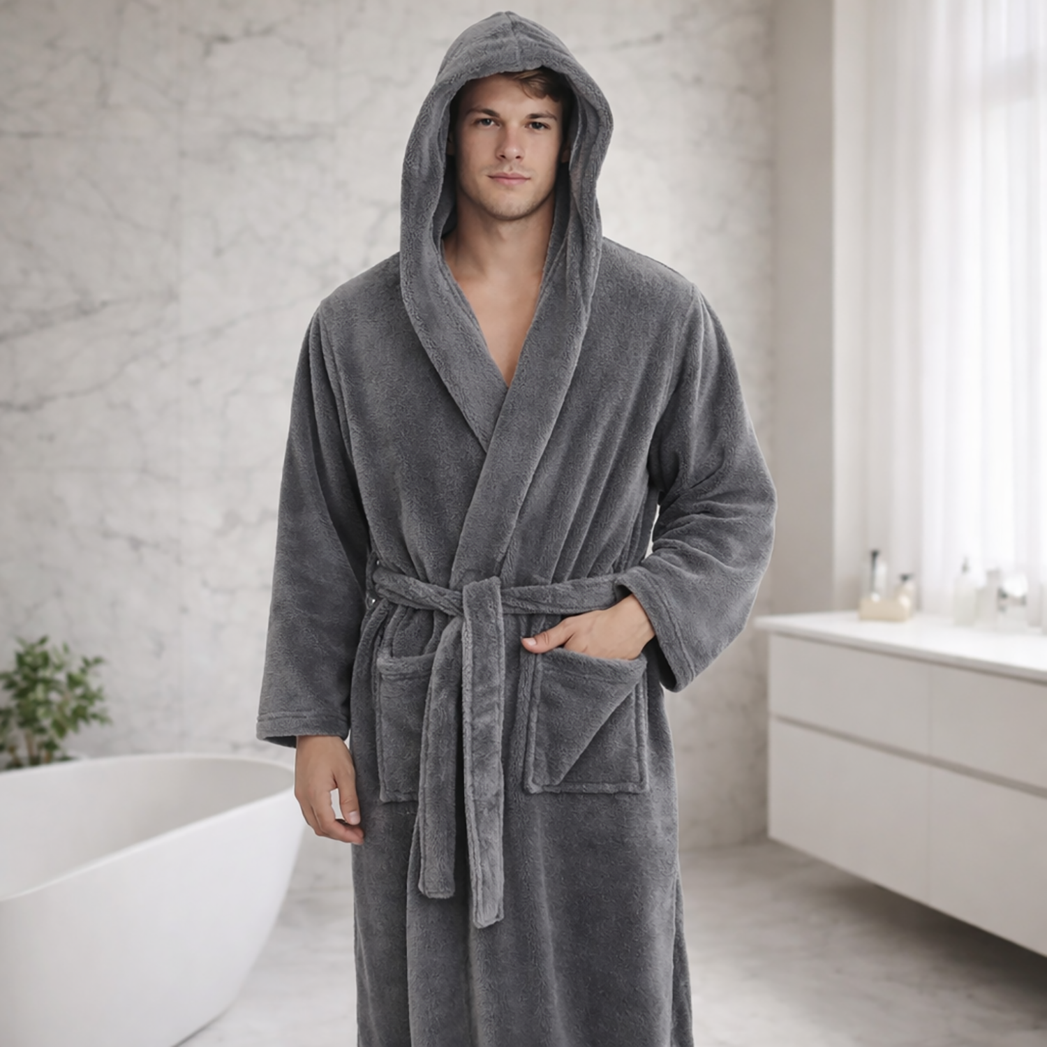 Men Hooded Bathrobe | Soft comfort for relaxed moments