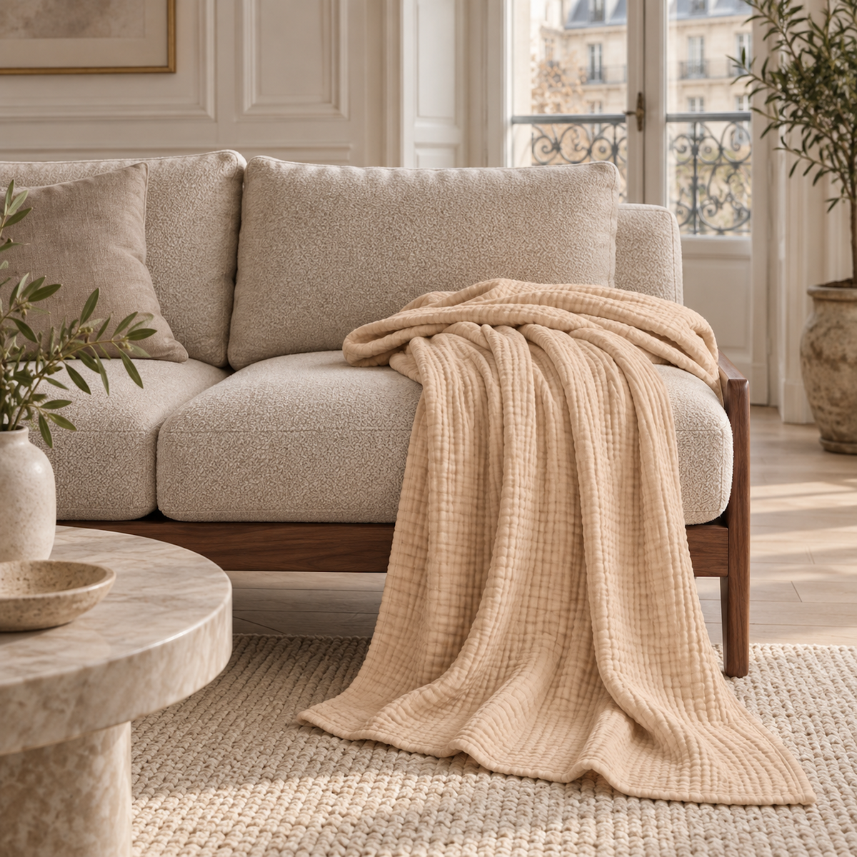 Muslin Blanket | Breathable Cotton Throw for Sofa & Bed