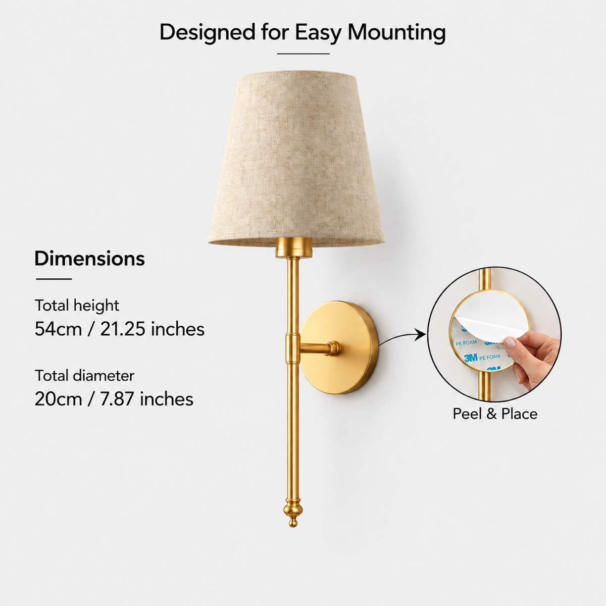 Wireless Wall Sconces Set of 2 | No-Drill Peel & Stick Wall Lights