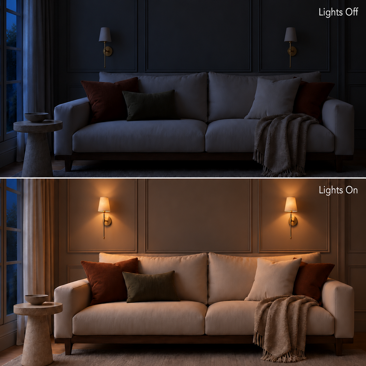 Wireless Wall Sconces Set of 2 | No-Drill Peel & Stick Wall Lights