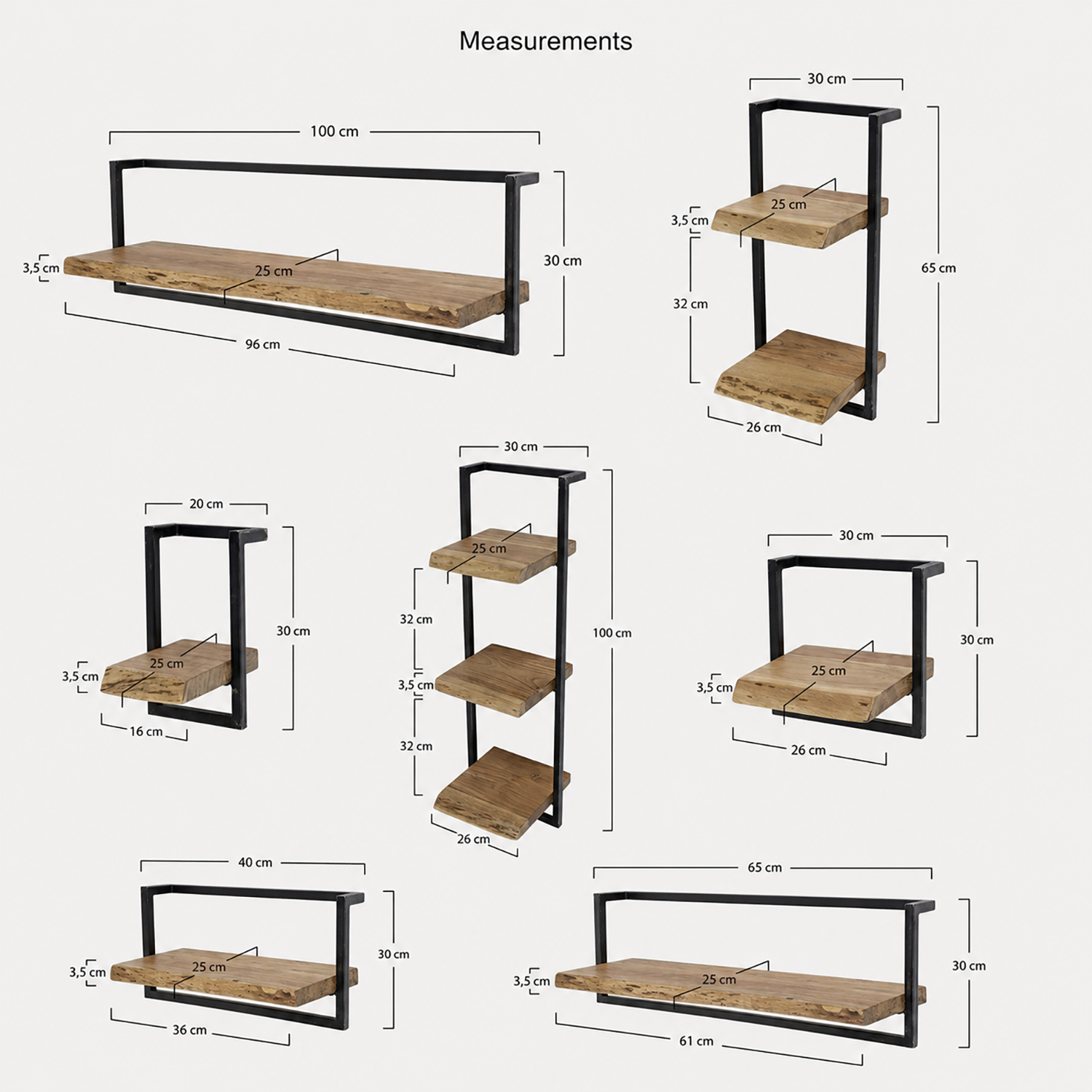 Acacia Wood Wall Shelf | Industrial style for every room