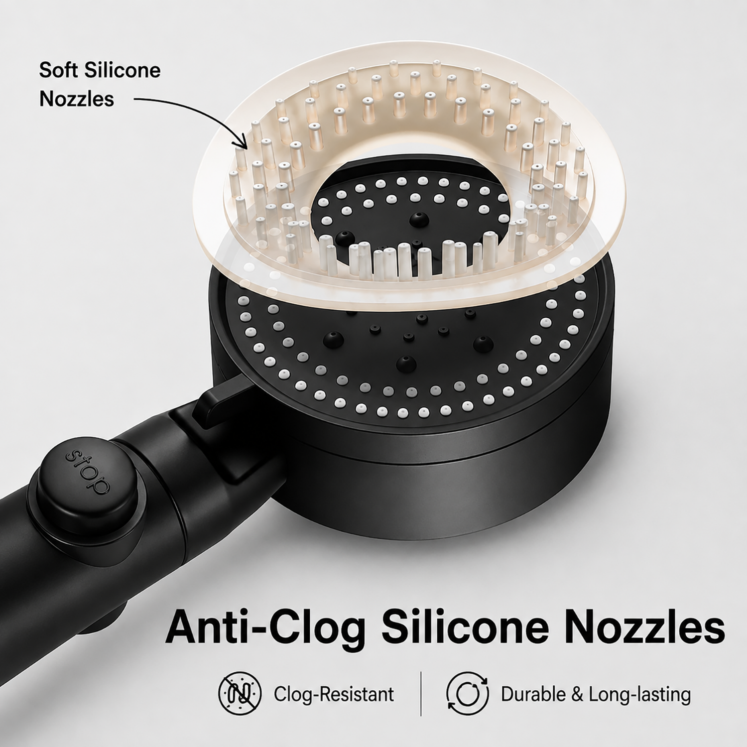 High Pressure Handheld Shower Head | 6 Spray Modes, Anti-Clog Nozzles