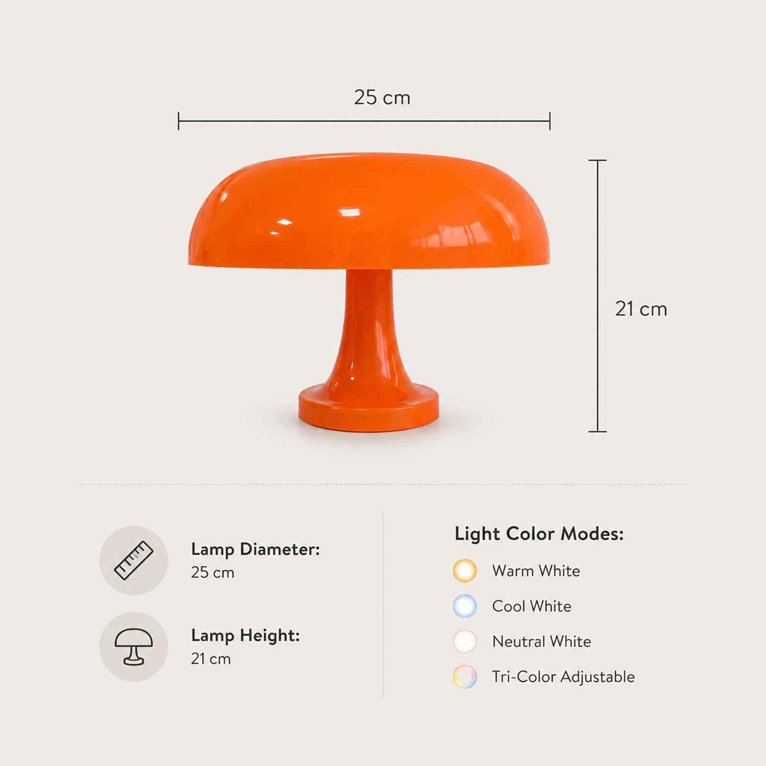 Mushroom Lamp | Small Bedside Table Lamp with Dimmable Touch LED