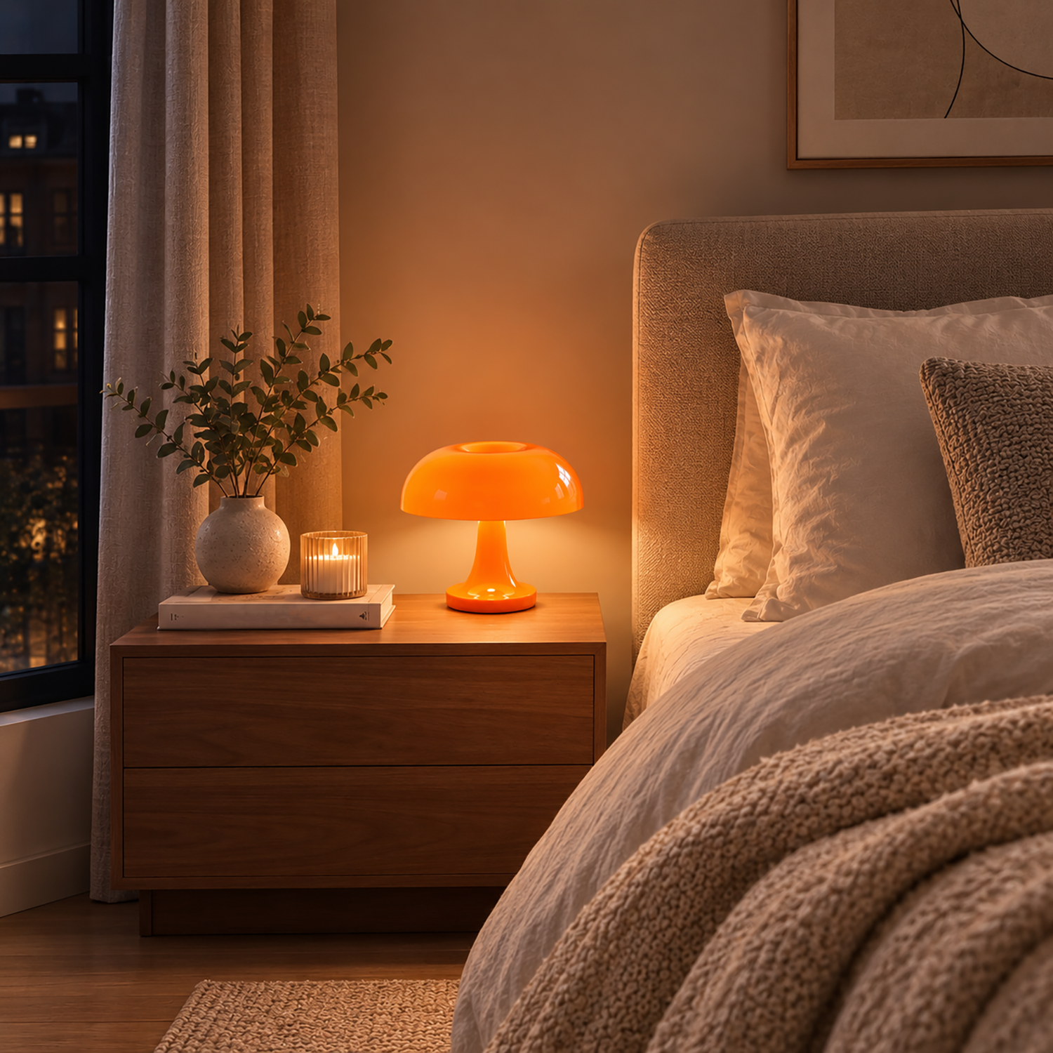 Mushroom Lamp | Small Bedside Table Lamp with Dimmable Touch LED