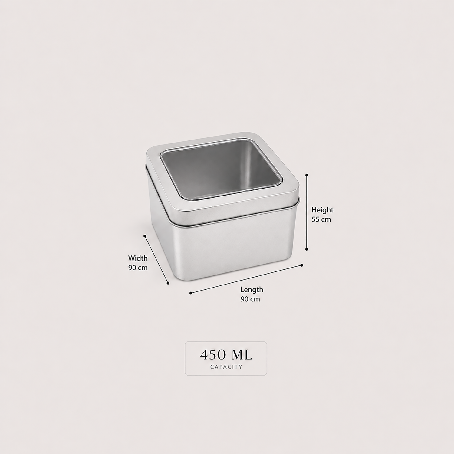 Food Storage Container | Airtight metal tin with window lid