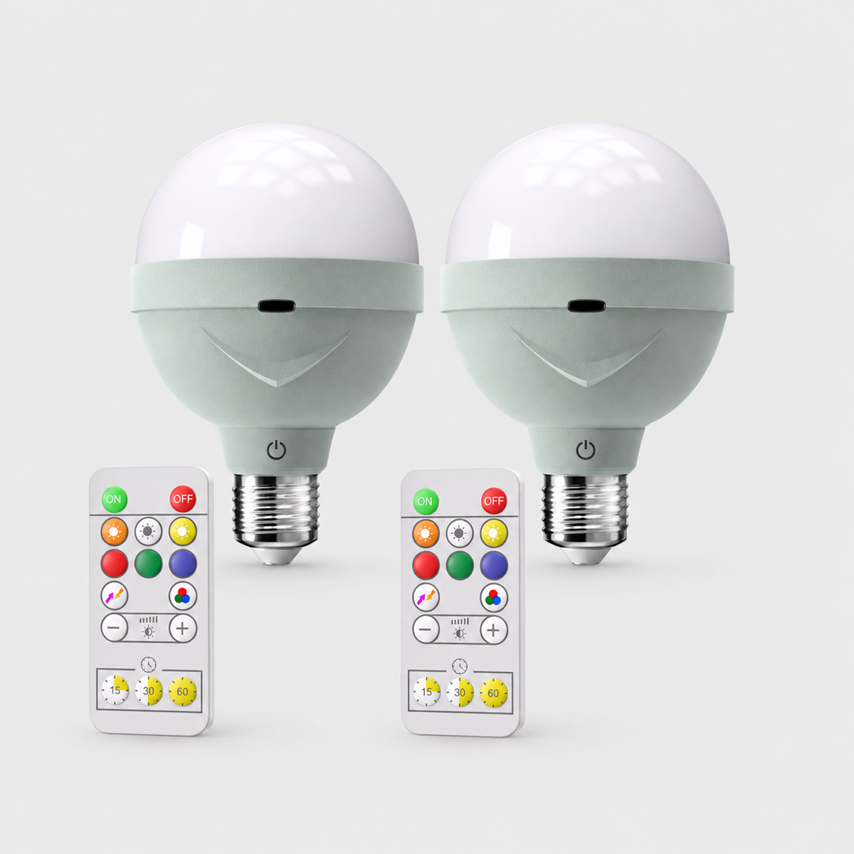 Rechargeable Light Bulbs Set of 2 | Wireless E27 with Remote, Dimmable