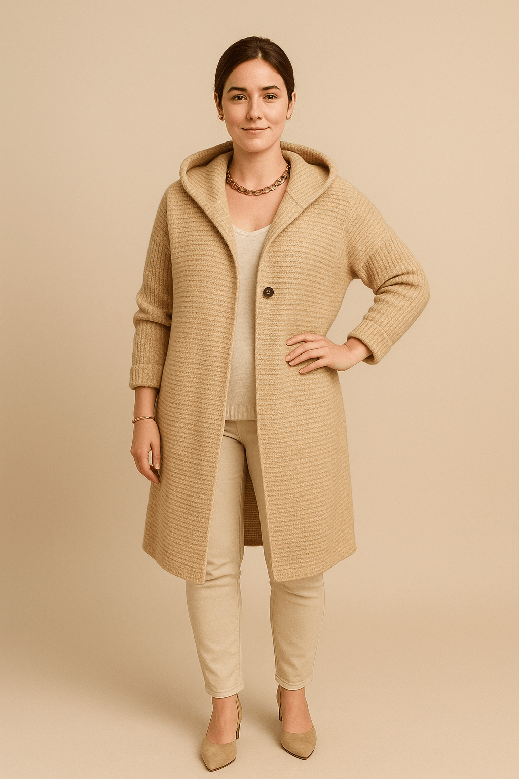 Women’s Hooded Longline Knit Cardigan | Effortless layering with relaxed elegance