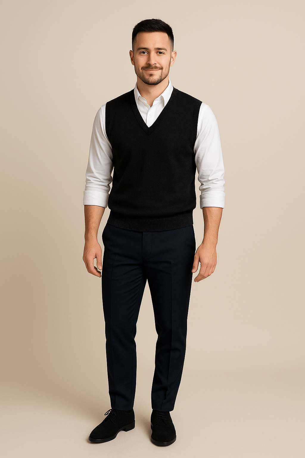 Men’s V-Neck Knit Spencer | Effortless layering with refined simplicity