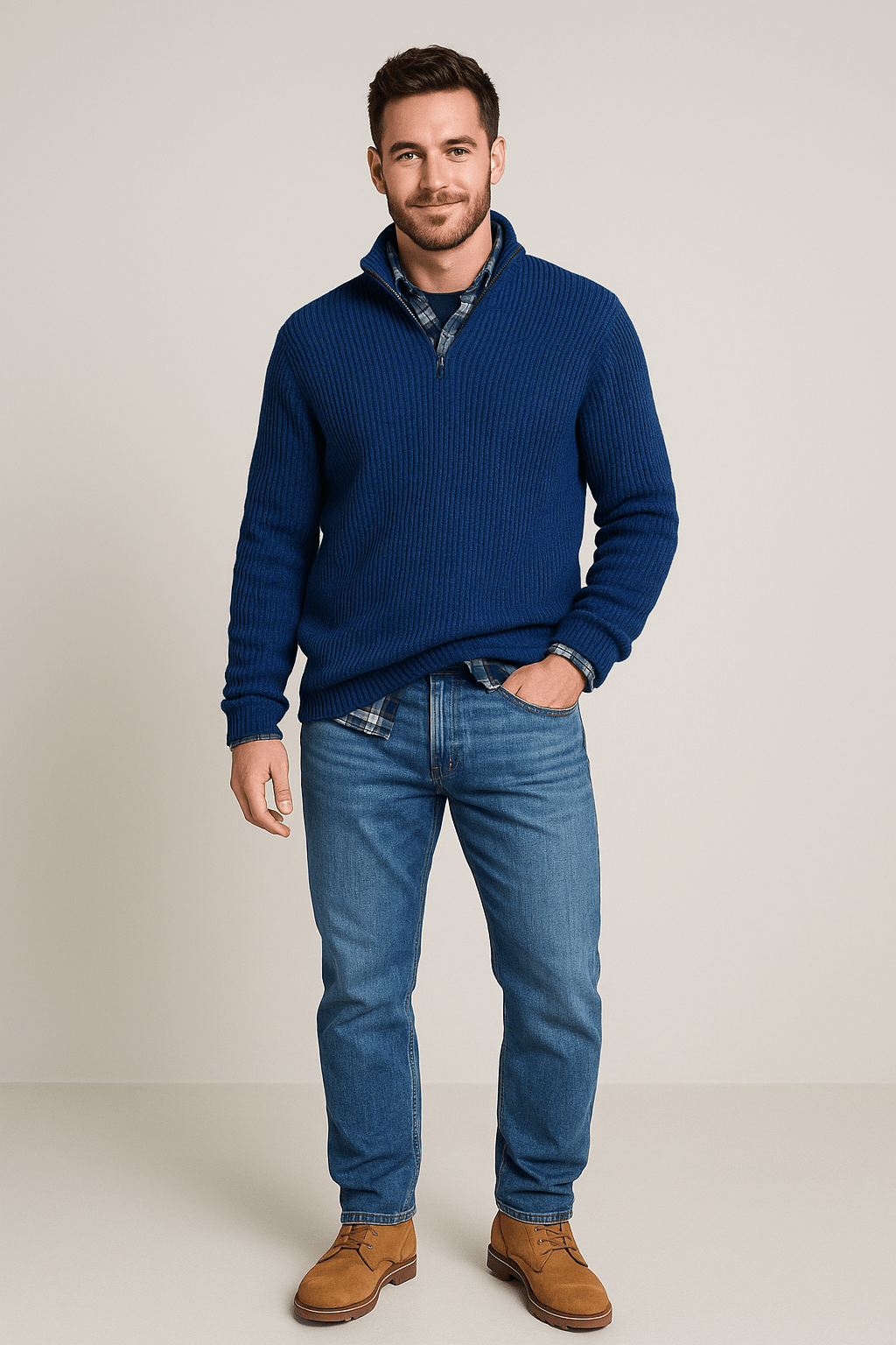 Men’s Half-Zip Ribbed Sweater | Effortless warmth with timeless sophistication