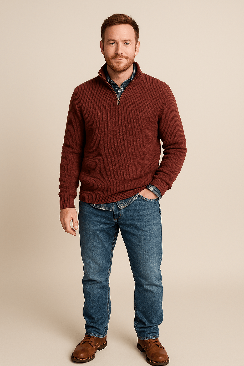 Men’s Half-Zip Ribbed Sweater | Effortless warmth with timeless sophistication