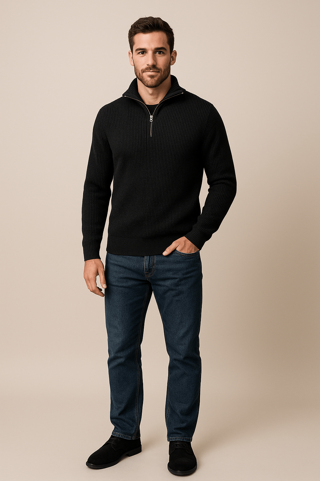 Men’s Textured Half-Zip Sweater | Effortless comfort with refined detail