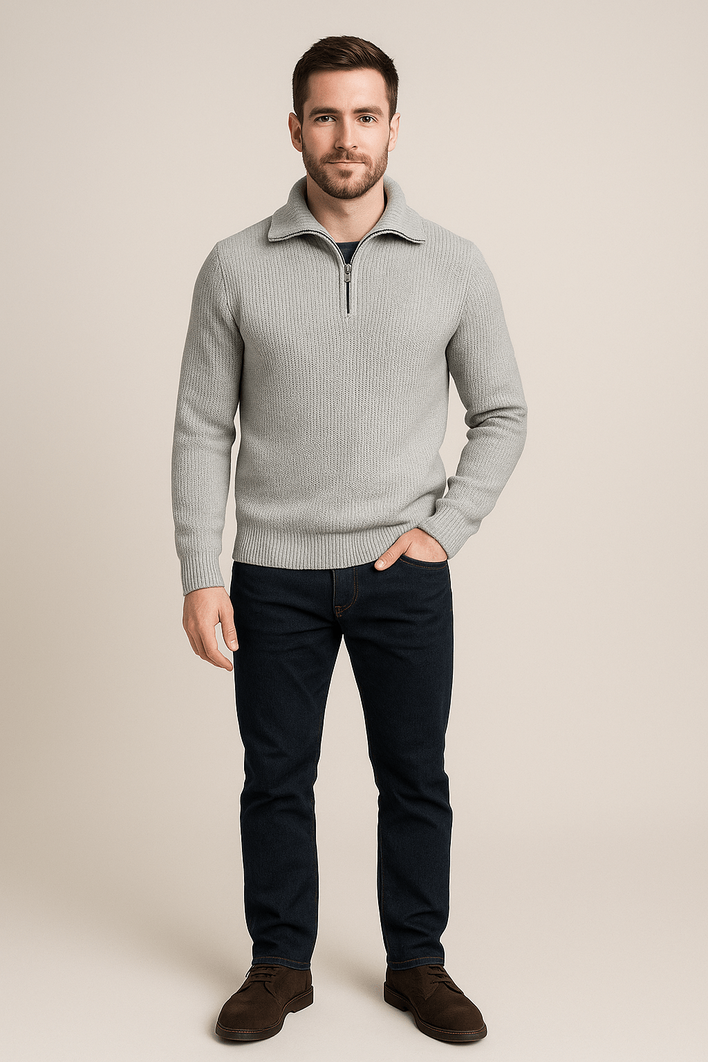 Men’s Textured Half-Zip Sweater | Effortless comfort with refined detail