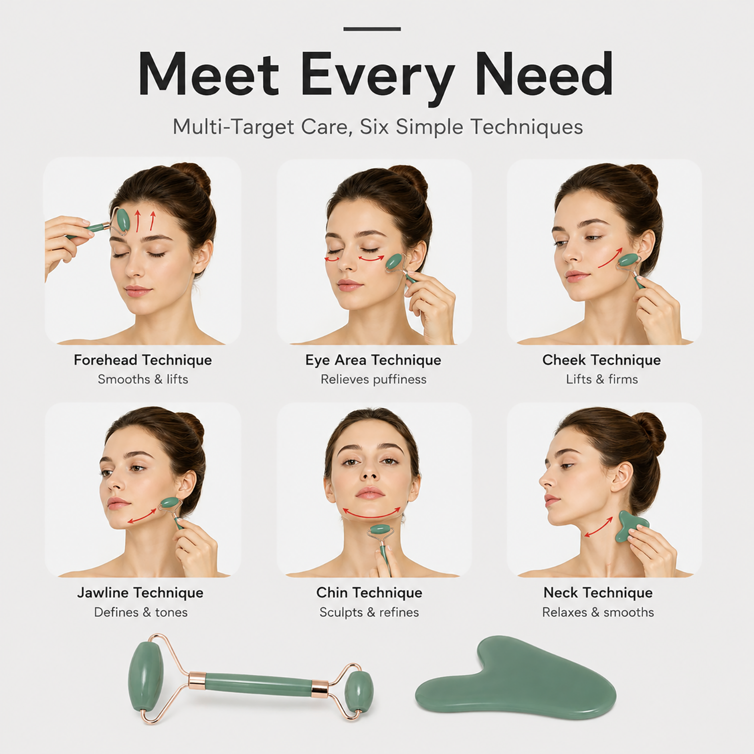 Face Roller & Gua Sha Set | Self-Care Kit for Face & Scalp
