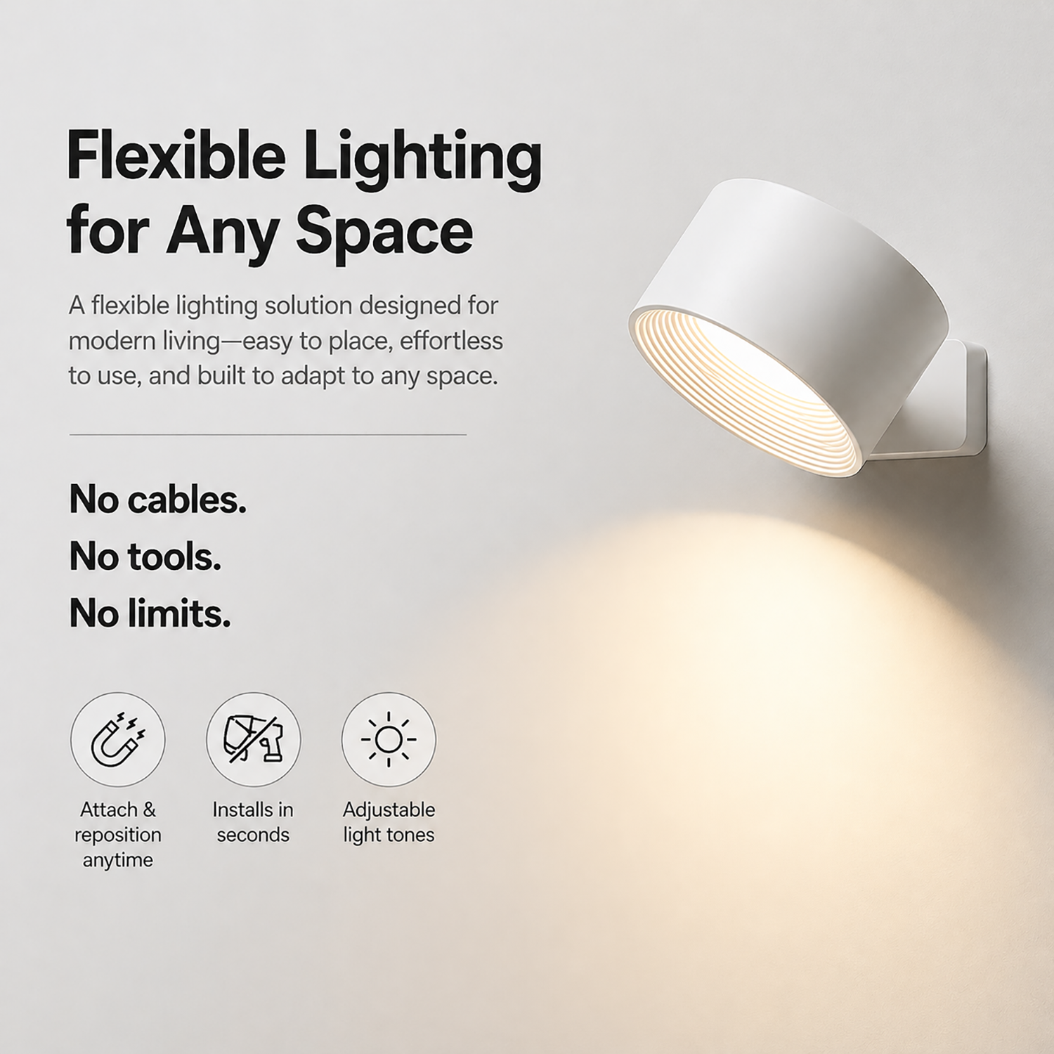 Magnetic Wall Light | Cordless flexibility for effortless everyday illumination